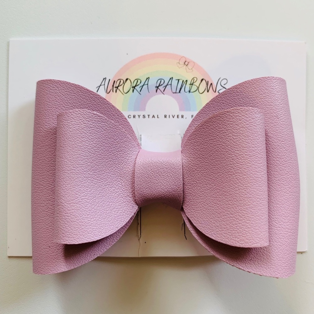 Lavender Faux Leather Bow or Headband